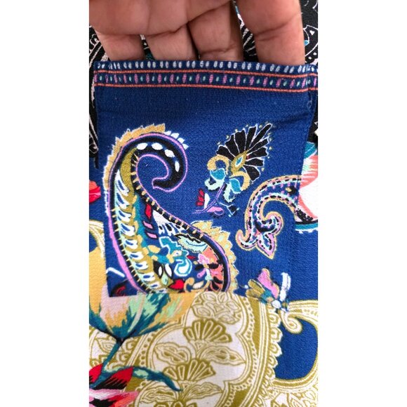 Fig & Flower Women's Tunic Top S Blue/Multicolor Paisley & Floral Print Button F - Picture 4 of 7